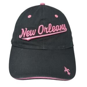 New Orleans Strapback Baseball Cap Black One Size Adjustable Embroidered Raw Ma